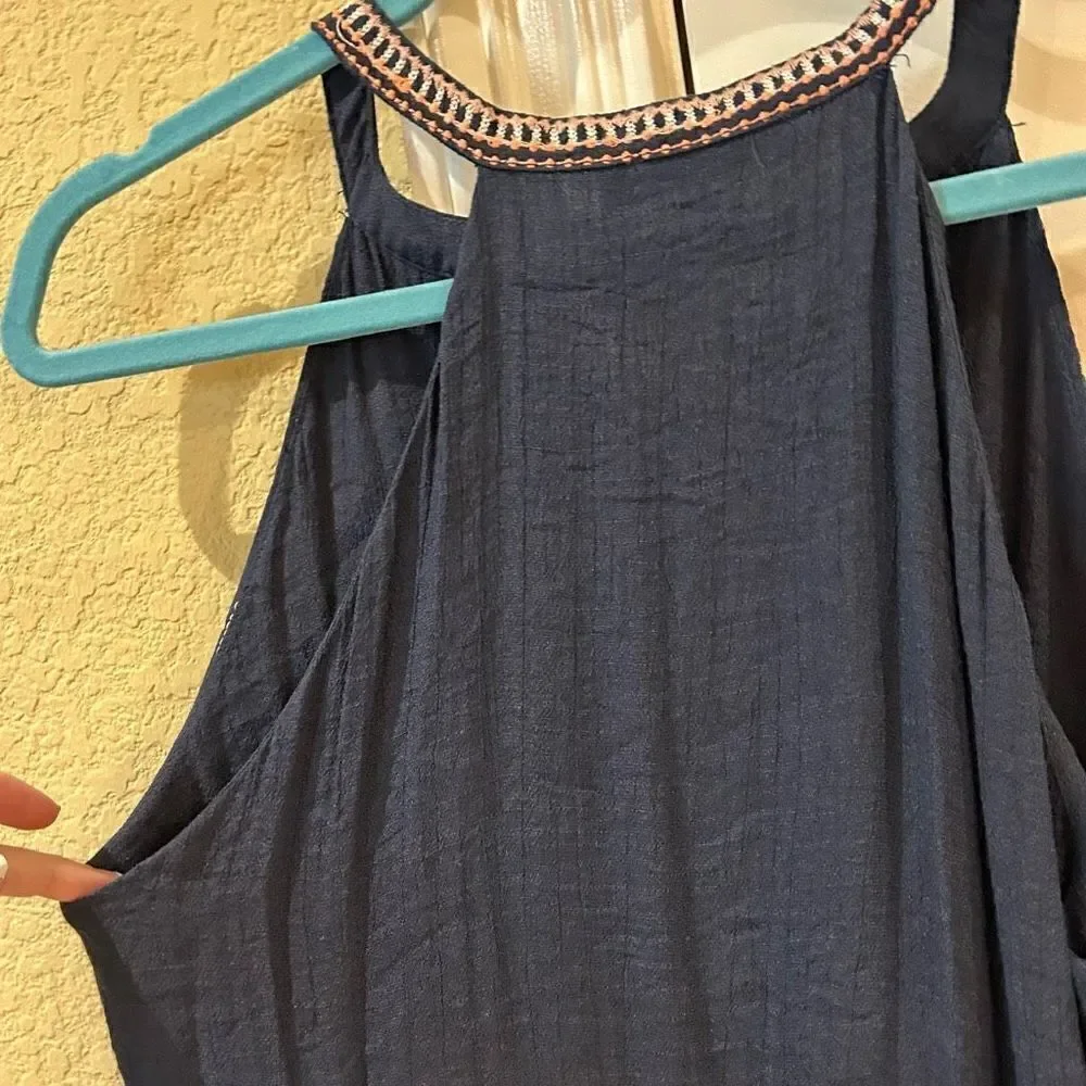 TMHL sleeveless embroidery mini dress size small‎